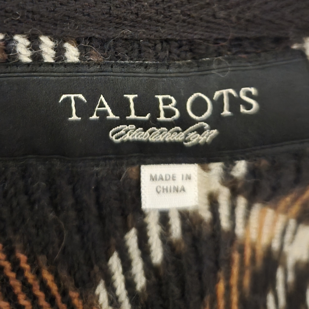 Talbots Plaid Wool Blend Buckle Poncho Wrap OS - Picture 3 of 5